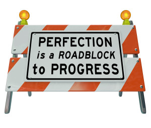 Perfection is Roadblock to Progress Road Barricade Sign